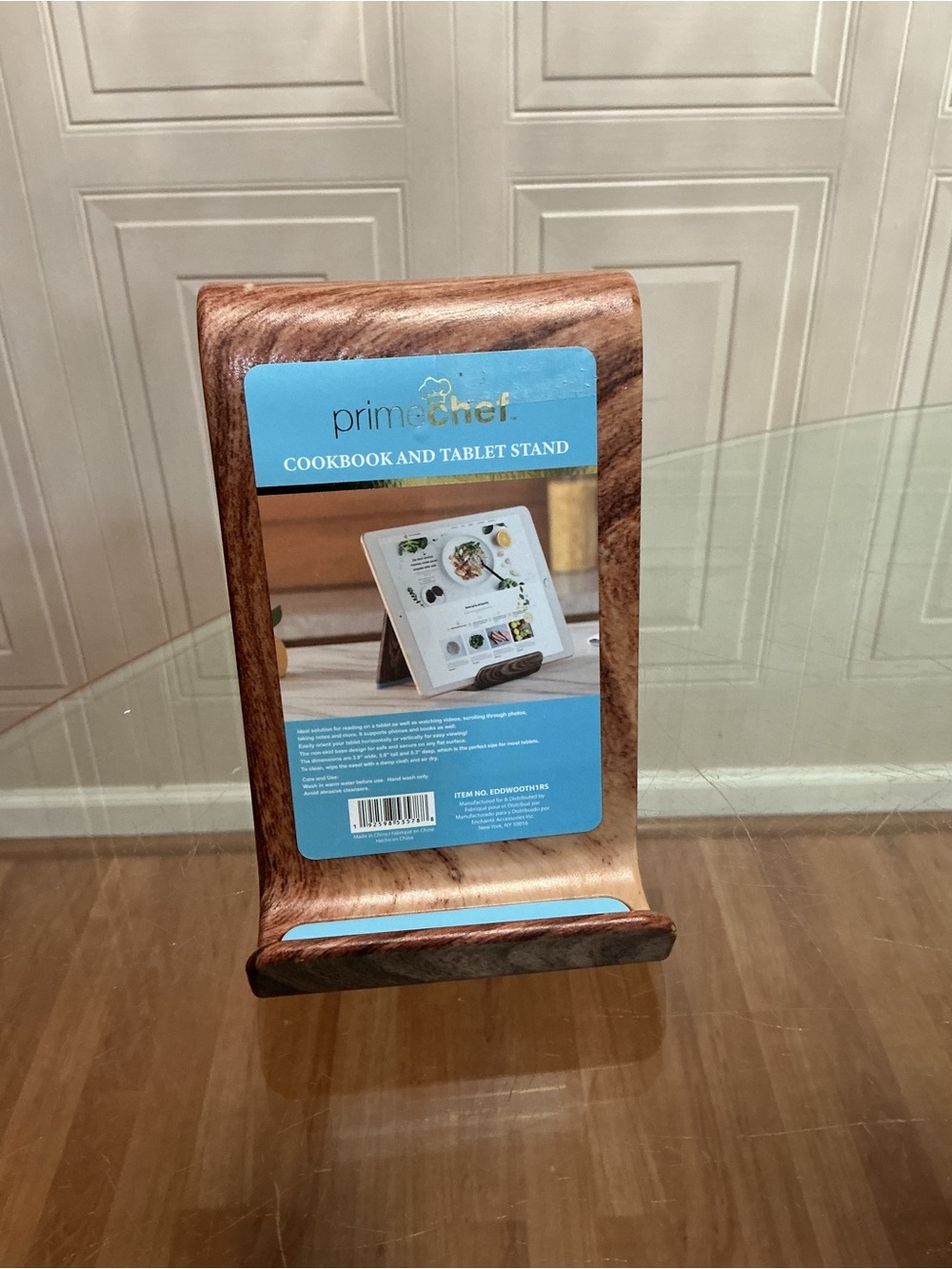 Prime Chef  Mobile Phone Tablet Cookbook Plastic Holder, New, FAUX WOOD FINISH